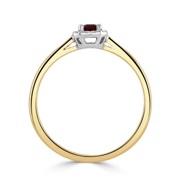 18ct Yellow Gold Ruby & Diamond Octagonal Cluster Ring-3