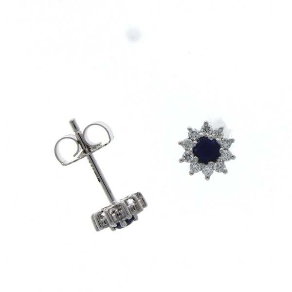 18ct White Gold Sapphire & Diamond Star Cluster Stud Earrings-3