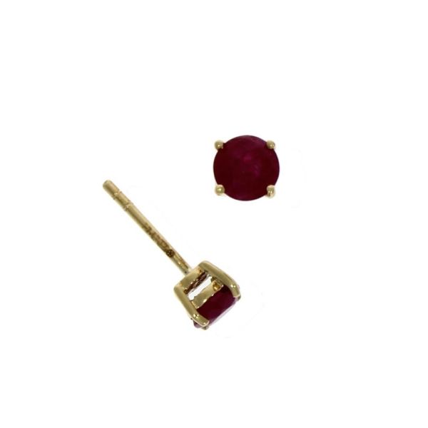 Wakefields Ladies 9ct Yellow Gold Ruby 5mm Claw Set Stud Earrings-1