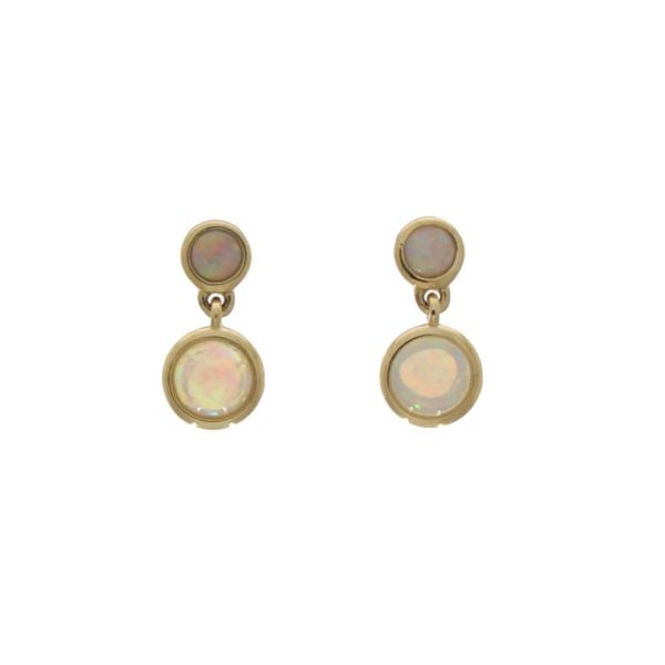 9ct Opal Round Double Drop Stud Earrings-2