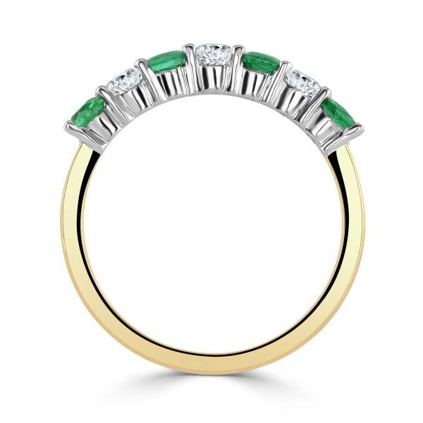 18ct Yellow Gold Emerald & Diamond Half Eternity Ring-2