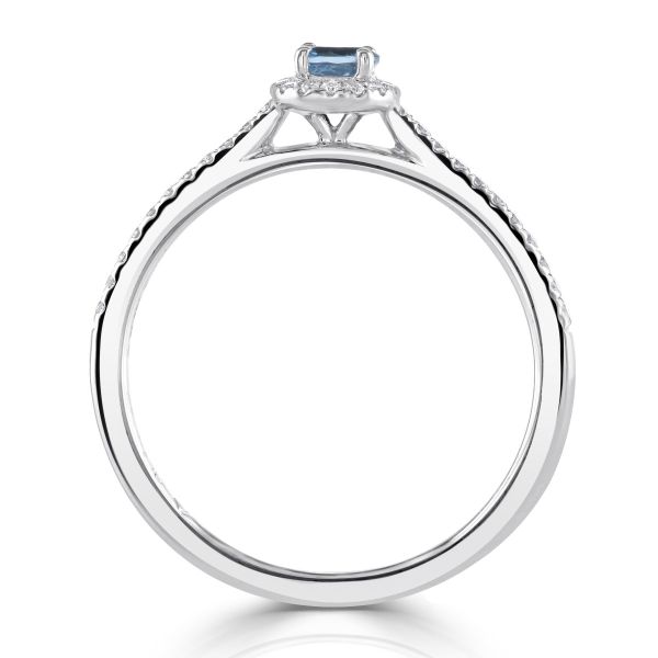 18ct White Gold Round Brilliant Aquamarine & Diamond Cluster Ring-2