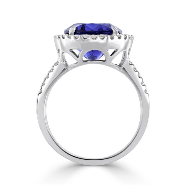 18ct White Gold Oval Tanzanite And Diamond Cluster Ring-2