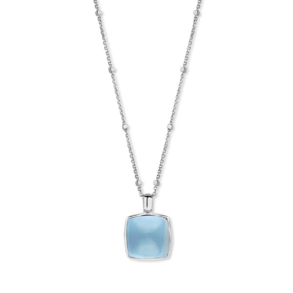 One More Ladies 18ct White Gold Blue Topaz & Mother of Pearl Pendant -1