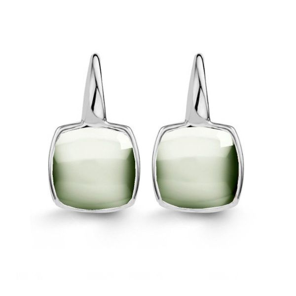 One More Ladies 18ct White Gold Prasiolite & Mother of Pearl Earrings-1
