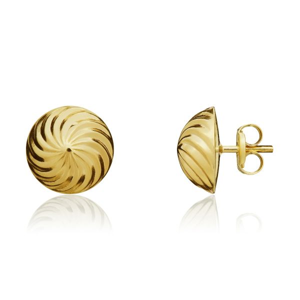 9ct Yellow Gold Swirl Stud Earrings-1