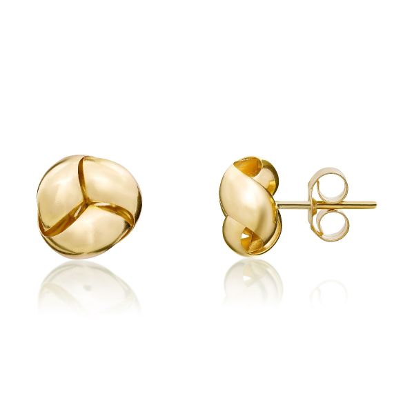 9ct Yellow Gold Ribbon Knot Stud Earrings-1