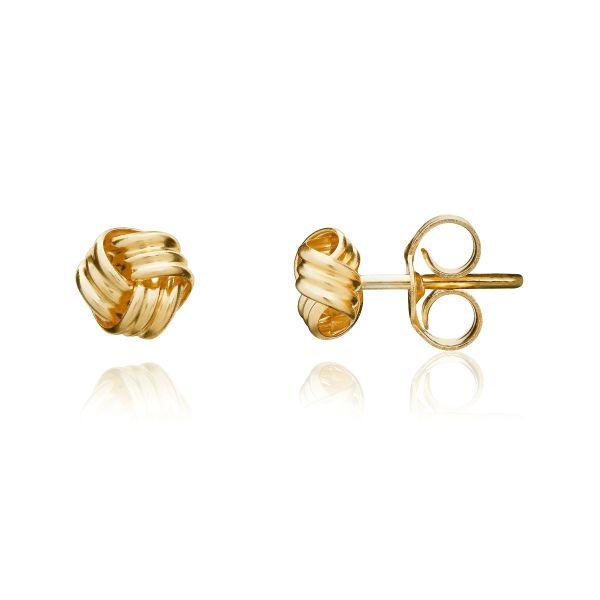 9ct Yellow Gold Triple Knot Stud Earrings-1