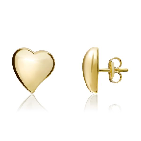 9ct Yellow Gold Small Heart Stud Earrings-1