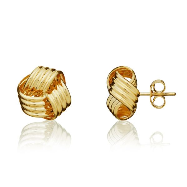 9ct Yellow Gold 10mm Ribbed Knot Stud Earrings-1