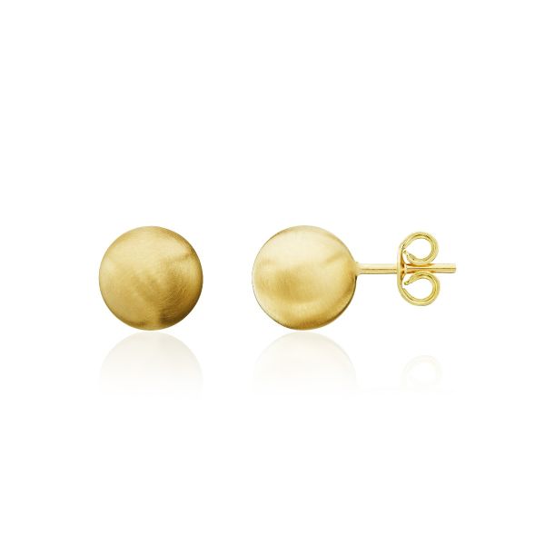 9ct Yellow Gold 7mm Satin Finish Ball Stud Earrings-1330269