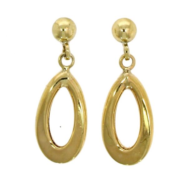 9ct Yellow Gold Oblong Drop Stud Earrings-1