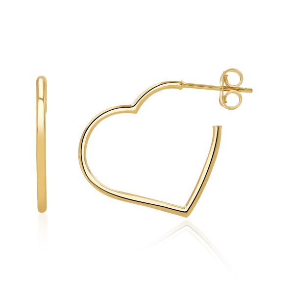 9ct Yellow Gold Heart-Shaped Open Hoop Earrings-1