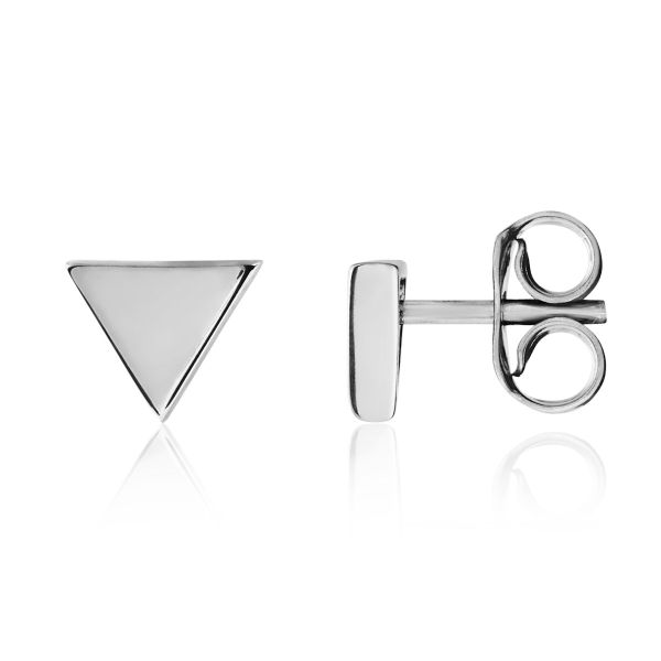 9ct White Gold 5mm Polished Triangle Stud Earrings-1