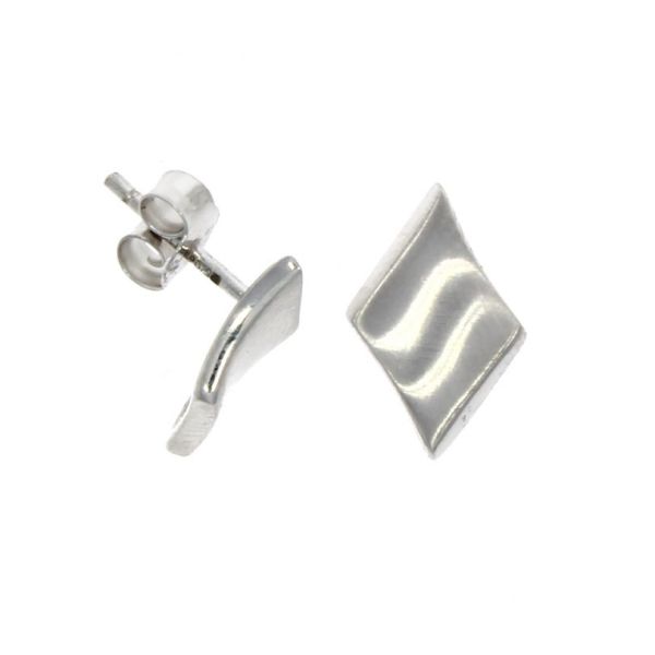 9ct White Gold Wave Diamond-Shape Earrings-1