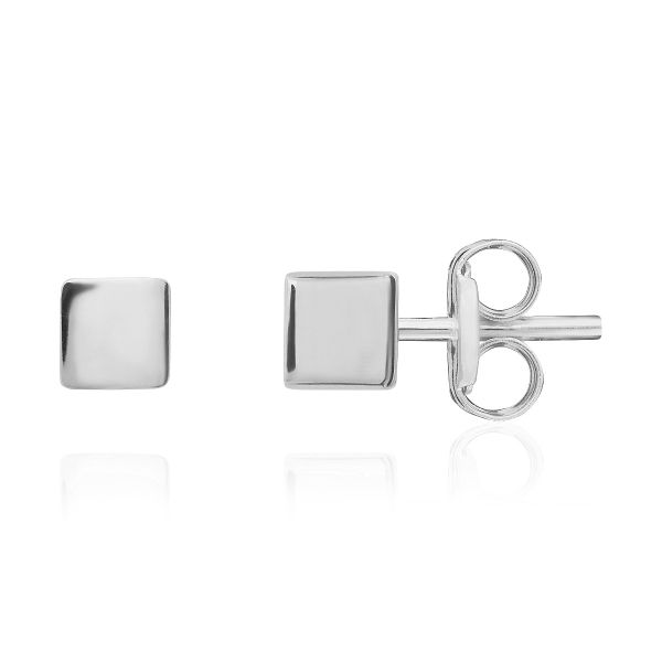 9ct White Gold Polished 4mm Cube Stud Earrings-1330062