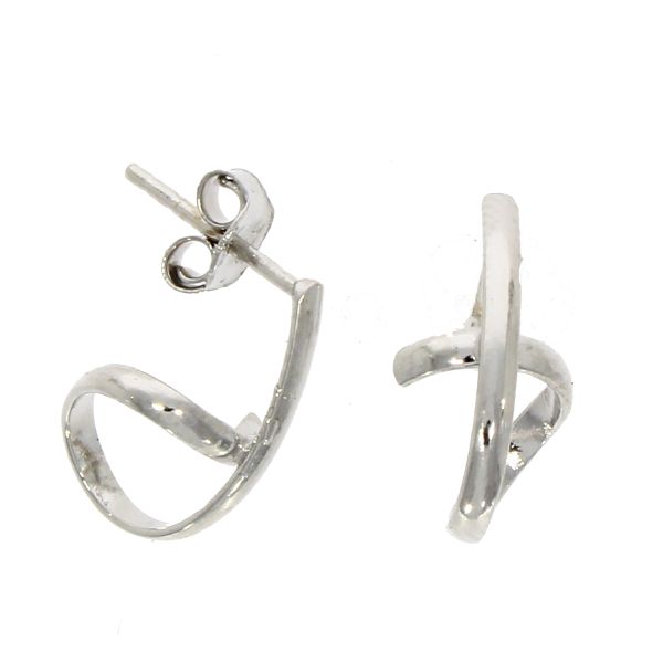9ct White Gold Polished Swirl Ribbon Stud Earrings-1
