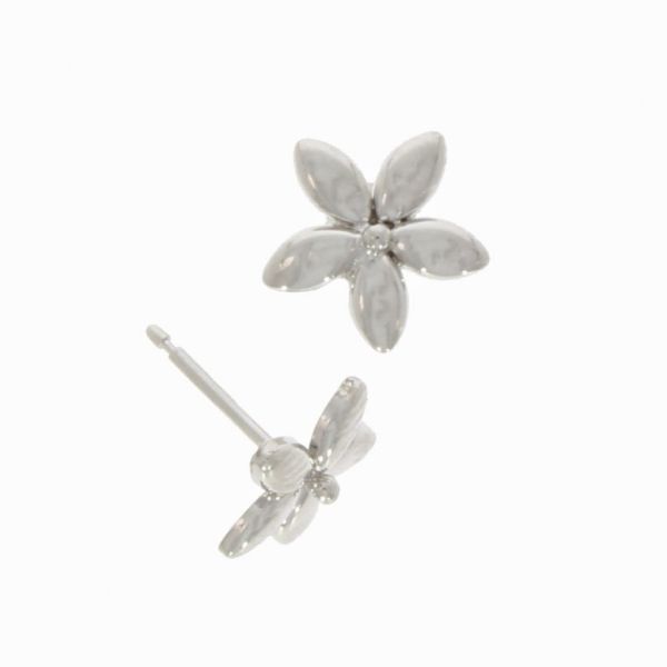 9ct White Gold Polished Flower Stud Earrings-1