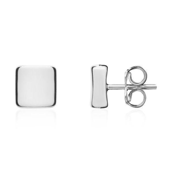 9ct White Gold Square Stud Earrings-1