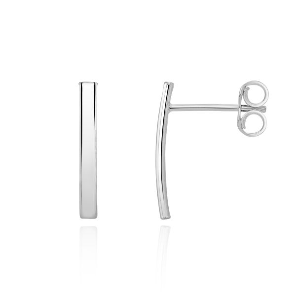 9ct White Gold Curved Bar Drop Stud Earrings-1