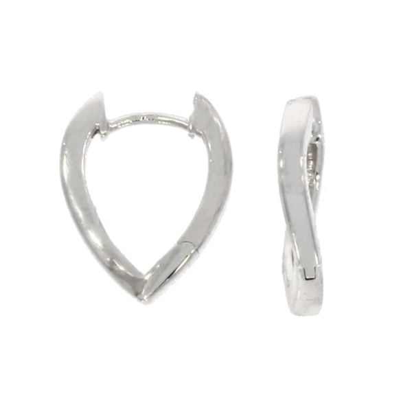 9ct White Gold Polished Wave Point Huggy Hoop Earrings-1