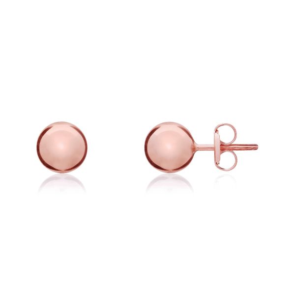 9ct Rose Gold 7mm Hollow Ball Stud Earrings-1330030
