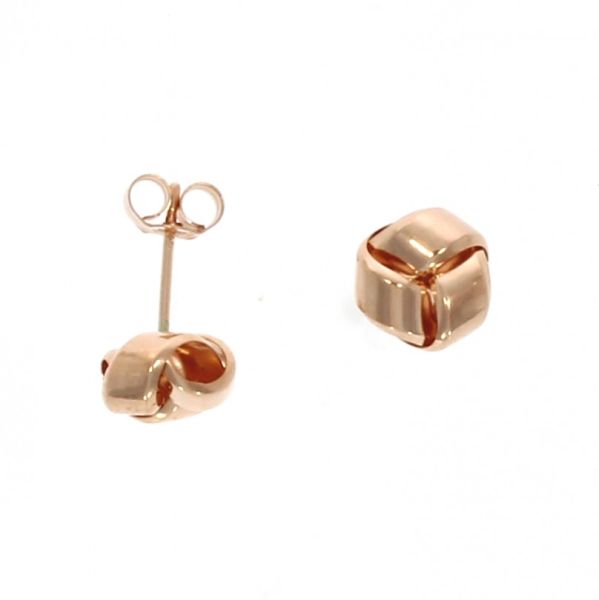 9ct Rose Gold Simple Knot Stud Earrings-1330072