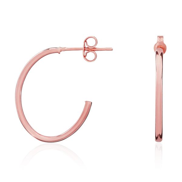 9ct Rose Gold Oval Hoop Earrings-1
