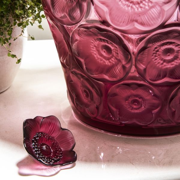 Lalique Red Anemone Small Sculpture-3