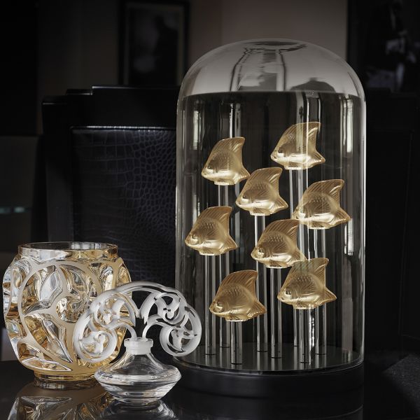 Lalique Tourbillons Small Gold Lustre Vase-2