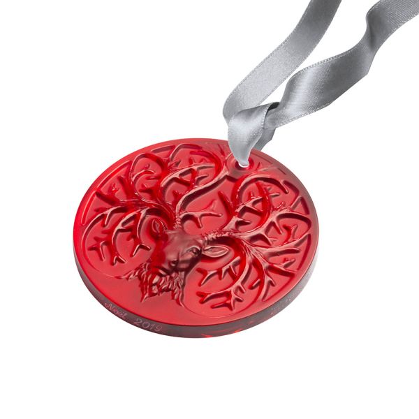 Lalique 2019 Red Reindeer Christmas Ornament-1
