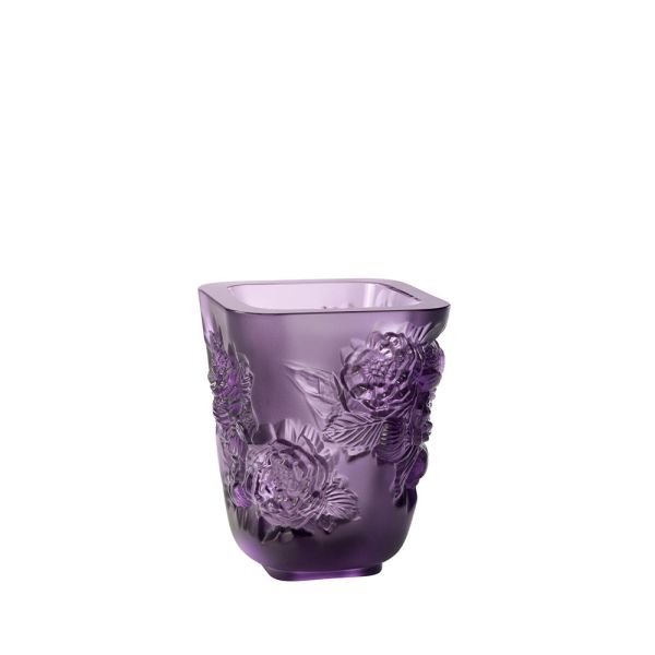 Lalique Pivoines Small Purple Vase-1