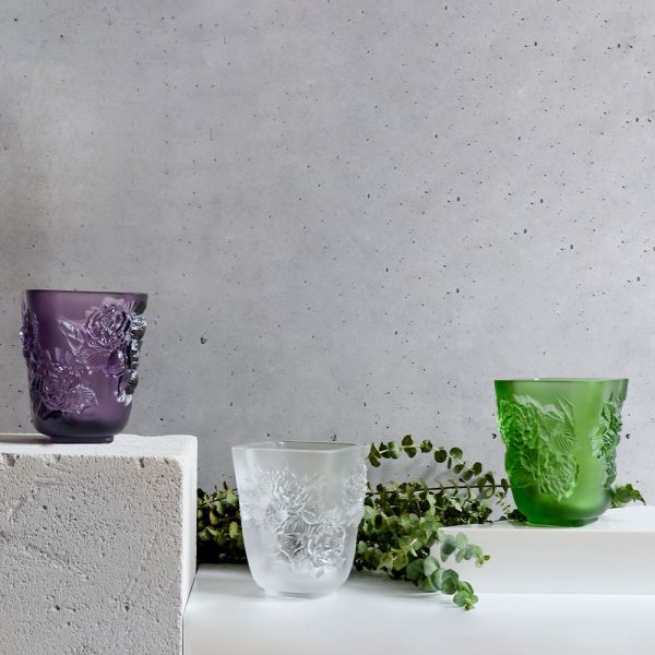 Lalique Pivoines Small Purple Vase-3