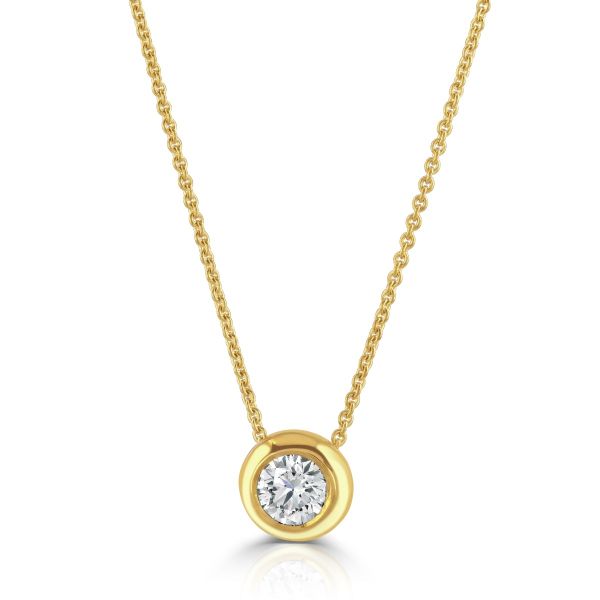 18ct Yellow Gold Diamond Rubover Set Necklace-1