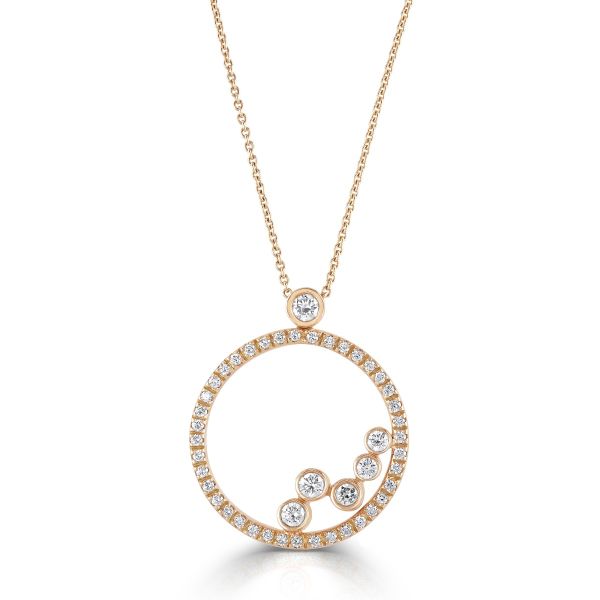 18ct Rose Gold Round Brilliant Cut Diamond Circle Necklace-1