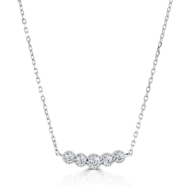9ct White Gold 5 Stone Diamond Necklace-1