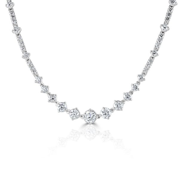 18ct White Gold Round Brilliant Cut Fancy Diamond Necklace-1
