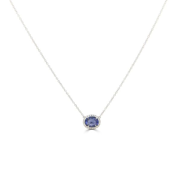 18ct White Gold Sapphire & Diamond Cluster Necklace-1