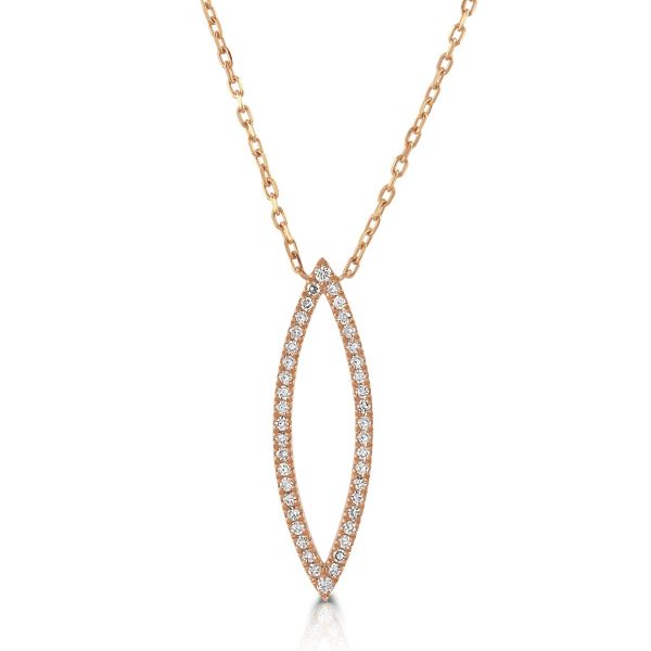 9ct Rose Gold Marquise Shape Diamond Necklace-1