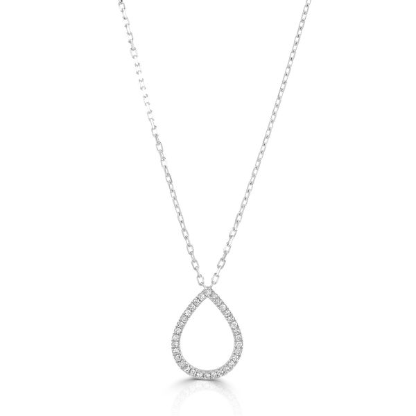 9ct White Gold Open Pear Shape Diamond Necklace-1