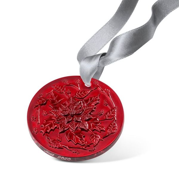 Lalique Poinsettia Christmas 2020 Red Ornament-1