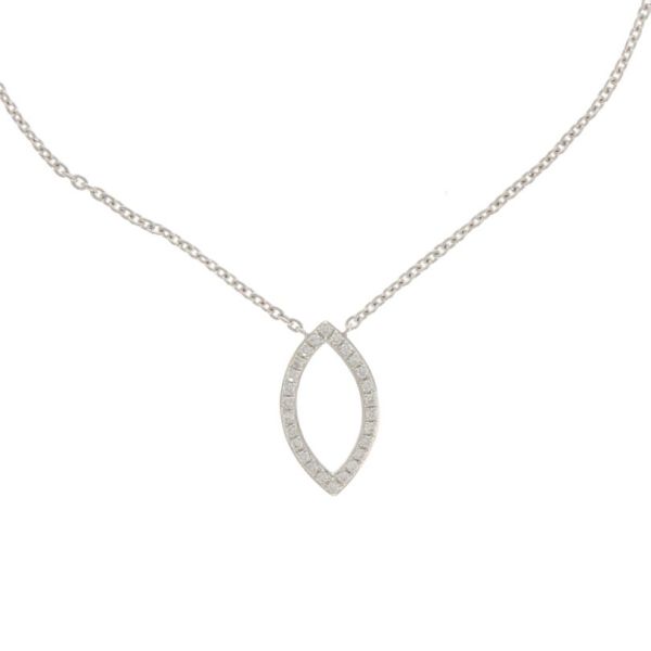18ct White Gold Open Marquise Shaped Diamond Pendant & Chain-1