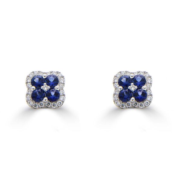18ct White Gold Sapphire Cluster Stud Earrings-1