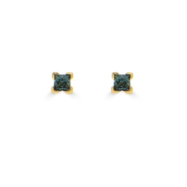 18ct Yellow Gold Green Sapphire Stud Earrings-2