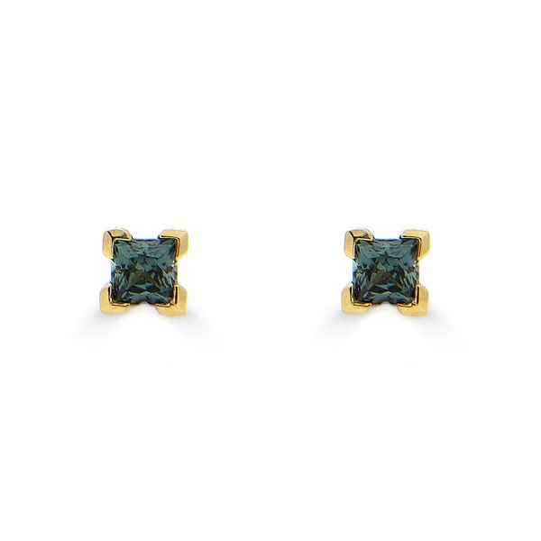 18ct Yellow Gold Green Sapphire Stud Earrings-1