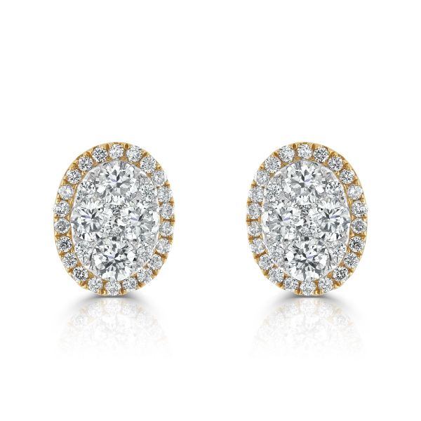 18ct Rose Gold Diamond Cluster Stud Earrings-1