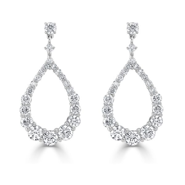 18ct White Gold Open Pear-Shaped Diamond Earrings-1