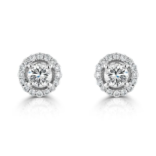 18ct White Gold Diamond Cluster Stud Earrings-1