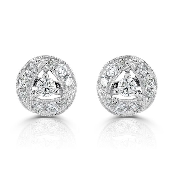 18ct White Gold Diamond Twist Cluster Stud Earrings-1