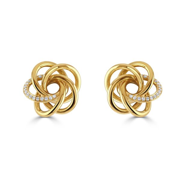 18ct Rose Gold Diamond Flower Stud Earrings-1